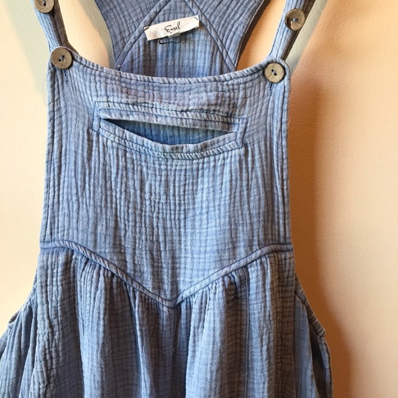 easel Pants - Crinkle Gauze Easel Overalls Wide Leg Boho Small